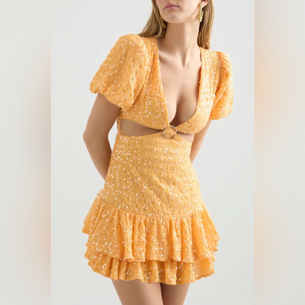 Orange Sequin Mini Dress
